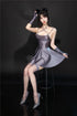 Satin Smooth Backless Pleated Micro Mini Dress for Women